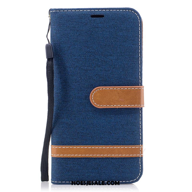 Samsung Galaxy A50 Hoesje Blauw Trend Bescherming Portemonnee Leren Etui Goedkoop