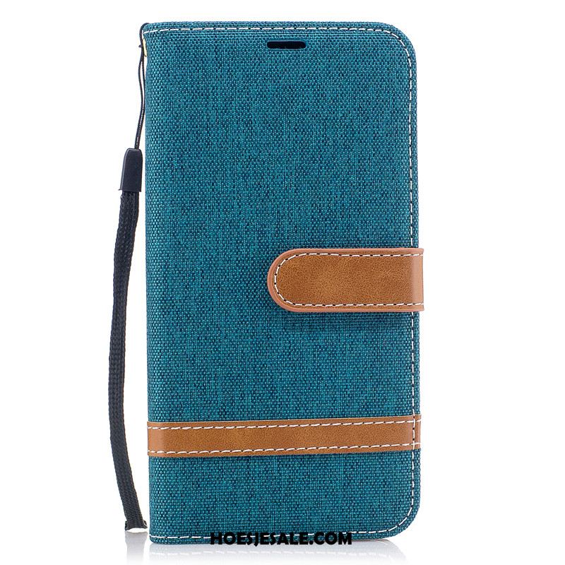 Samsung Galaxy A50 Hoesje Blauw Trend Bescherming Portemonnee Leren Etui Goedkoop