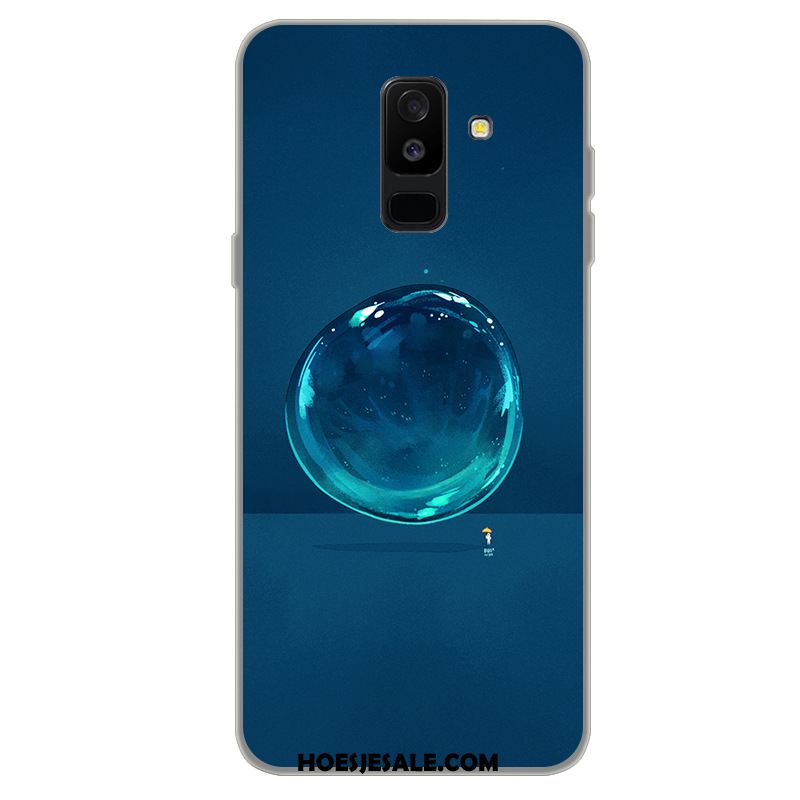 Samsung Galaxy A6+ Hoesje Anti-fall Blauw Mobiele Telefoon Eenvoudige All Inclusive Korting