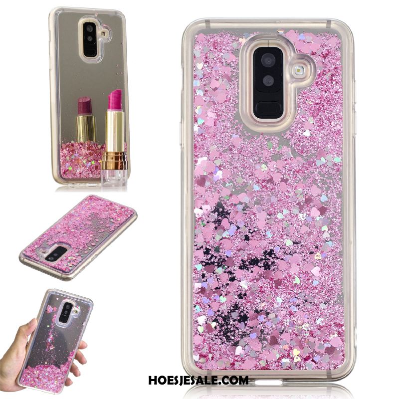 Samsung Galaxy A6 Hoesje Bescherming Spiegel Roze Drijfzand Trend Korting