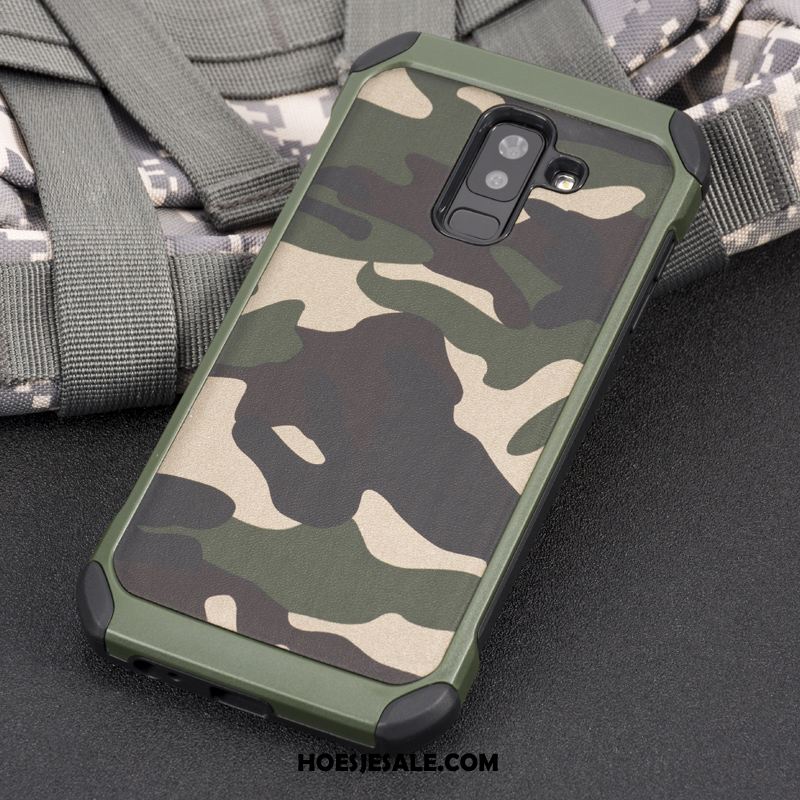 Samsung Galaxy A6 Hoesje Groen Camouflage Trend All Inclusive Bescherming Korting