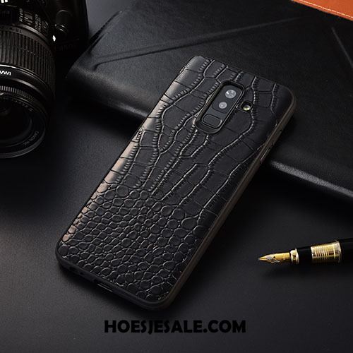 Samsung Galaxy A6+ Hoesje Hoes Bescherming Krokodillenleer Leren Etui Rood Sale