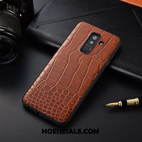 Samsung Galaxy A6+ Hoesje Hoes Bescherming Krokodillenleer Leren Etui Rood Sale