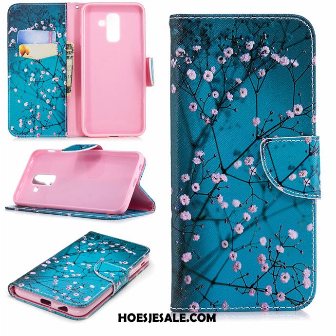 Samsung Galaxy A6+ Hoesje Leren Etui Hoes Clamshell Trend All Inclusive