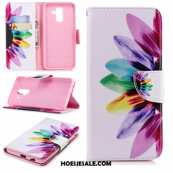 Samsung Galaxy A6+ Hoesje Leren Etui Hoes Clamshell Trend All Inclusive