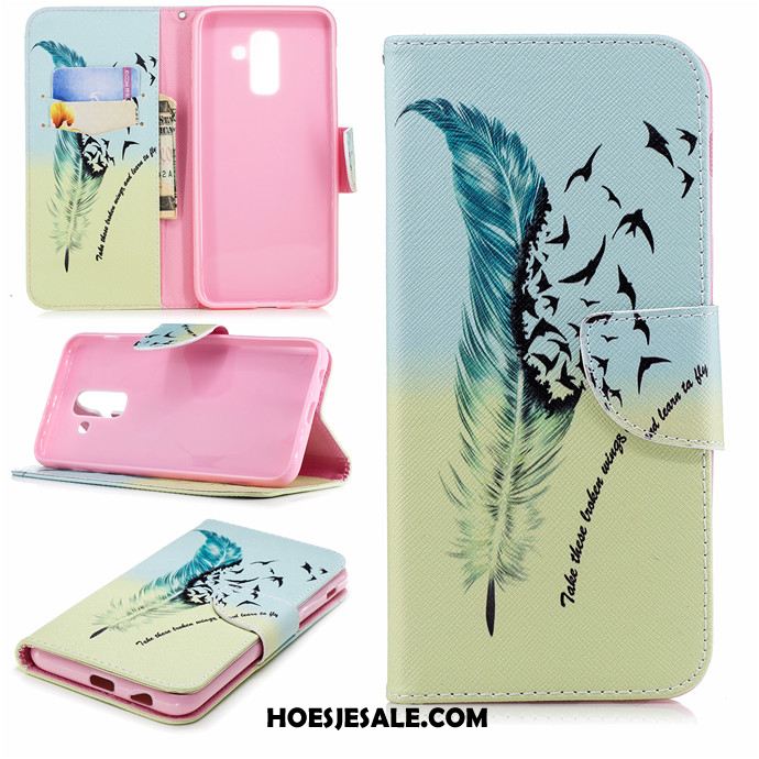 Samsung Galaxy A6+ Hoesje Leren Etui Hoes Clamshell Trend All Inclusive