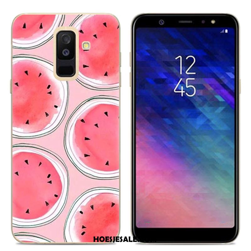 Samsung Galaxy A6+ Hoesje Siliconen Spotprent Roze Mobiele Telefoon Doorzichtig Kopen