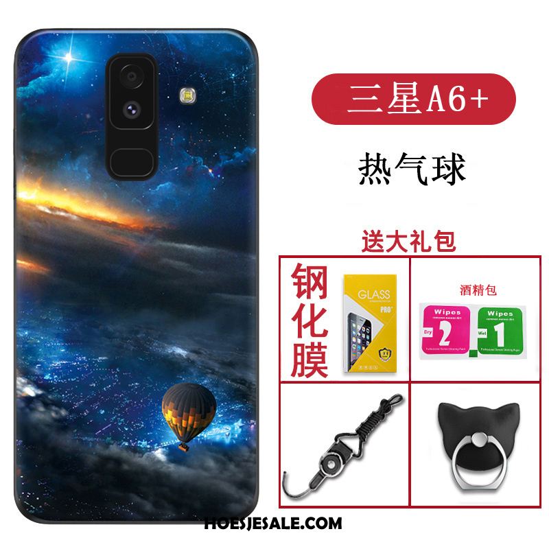 Samsung Galaxy A6+ Hoesje Zacht Blauw Siliconen Bescherming Ster Goedkoop