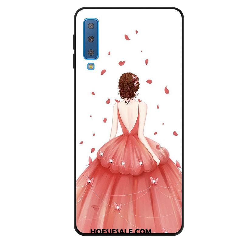 Samsung Galaxy A7 2018 Hoesje Gazen Bescherming Schrobben Rood Hoes Online