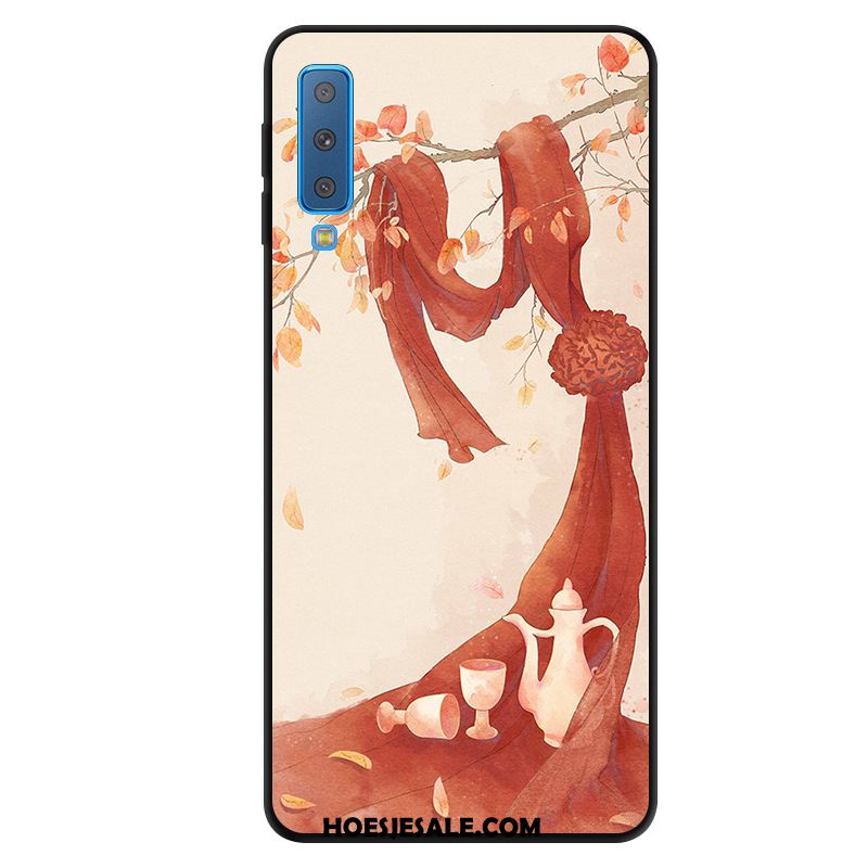 Samsung Galaxy A7 2018 Hoesje Schrobben Kunst Blauw Wind Anti-fall Goedkoop