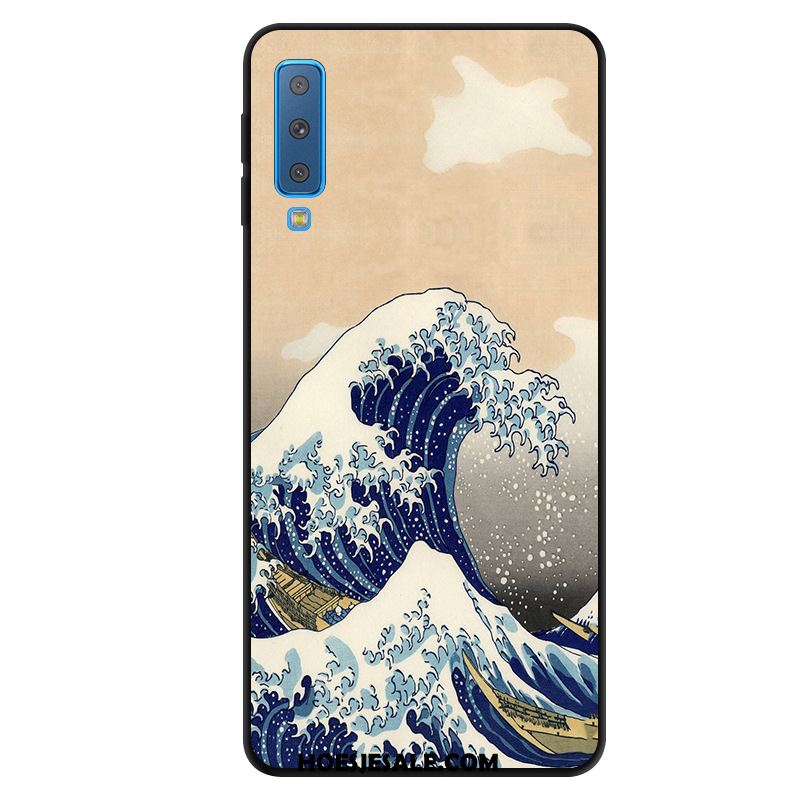 Samsung Galaxy A7 2018 Hoesje Schrobben Kunst Blauw Wind Anti-fall Goedkoop