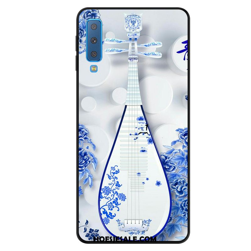 Samsung Galaxy A7 2018 Hoesje Schrobben Kunst Blauw Wind Anti-fall Goedkoop