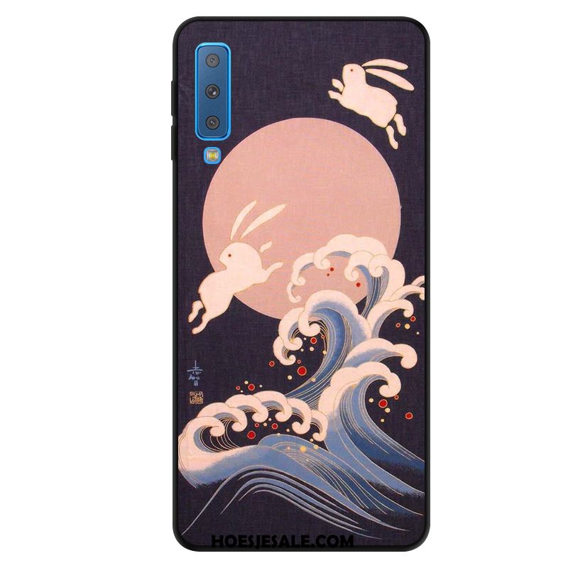 Samsung Galaxy A7 2018 Hoesje Schrobben Kunst Blauw Wind Anti-fall Goedkoop