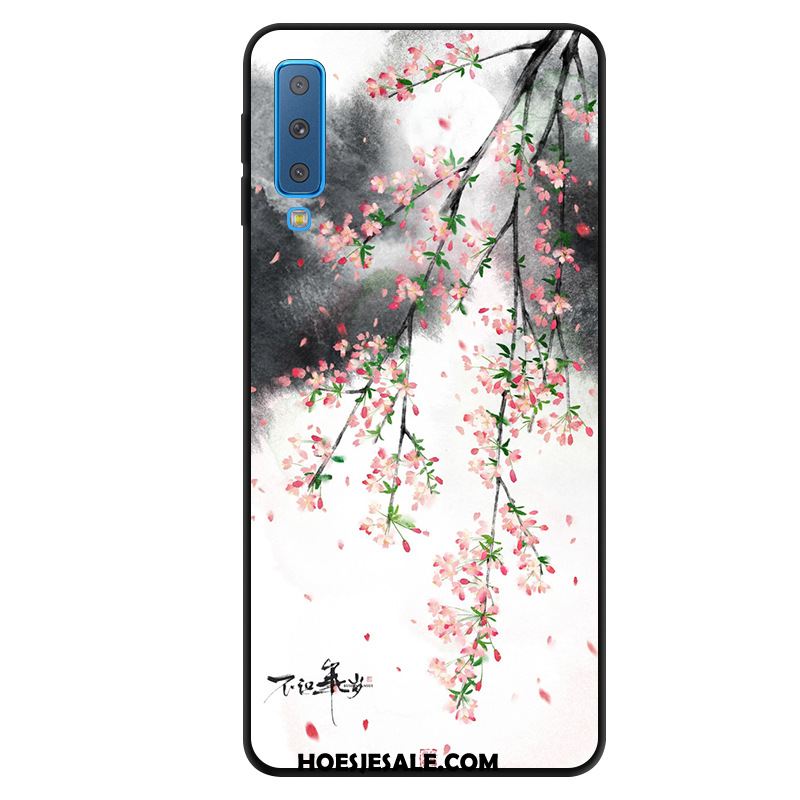 Samsung Galaxy A7 2018 Hoesje Schrobben Kunst Blauw Wind Anti-fall Goedkoop