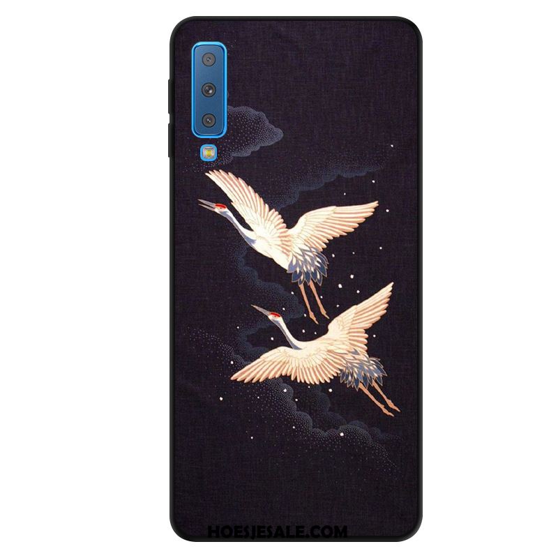 Samsung Galaxy A7 2018 Hoesje Schrobben Kunst Blauw Wind Anti-fall Goedkoop