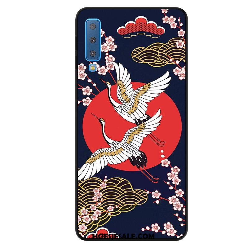 Samsung Galaxy A7 2018 Hoesje Schrobben Kunst Blauw Wind Anti-fall Goedkoop