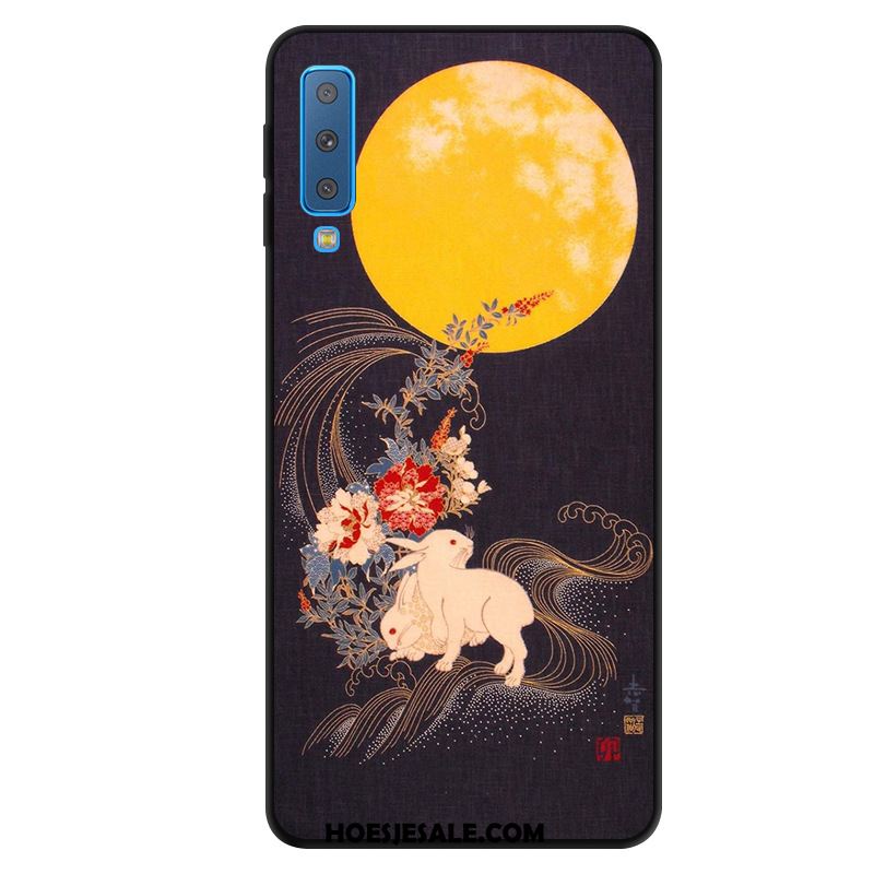 Samsung Galaxy A7 2018 Hoesje Schrobben Kunst Blauw Wind Anti-fall Goedkoop