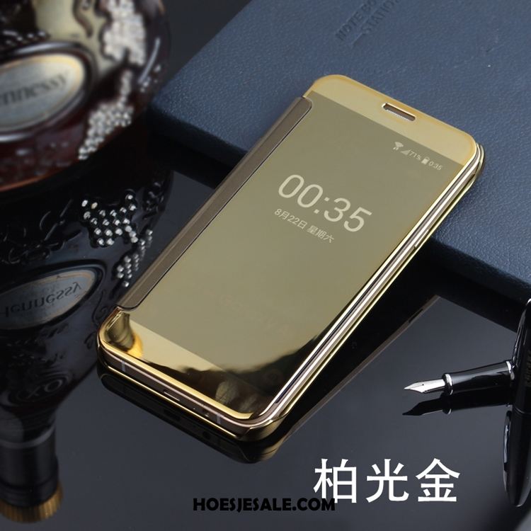 Samsung Galaxy A7 2018 Hoesje Ster Goud Spiegel Folio Hoes Online