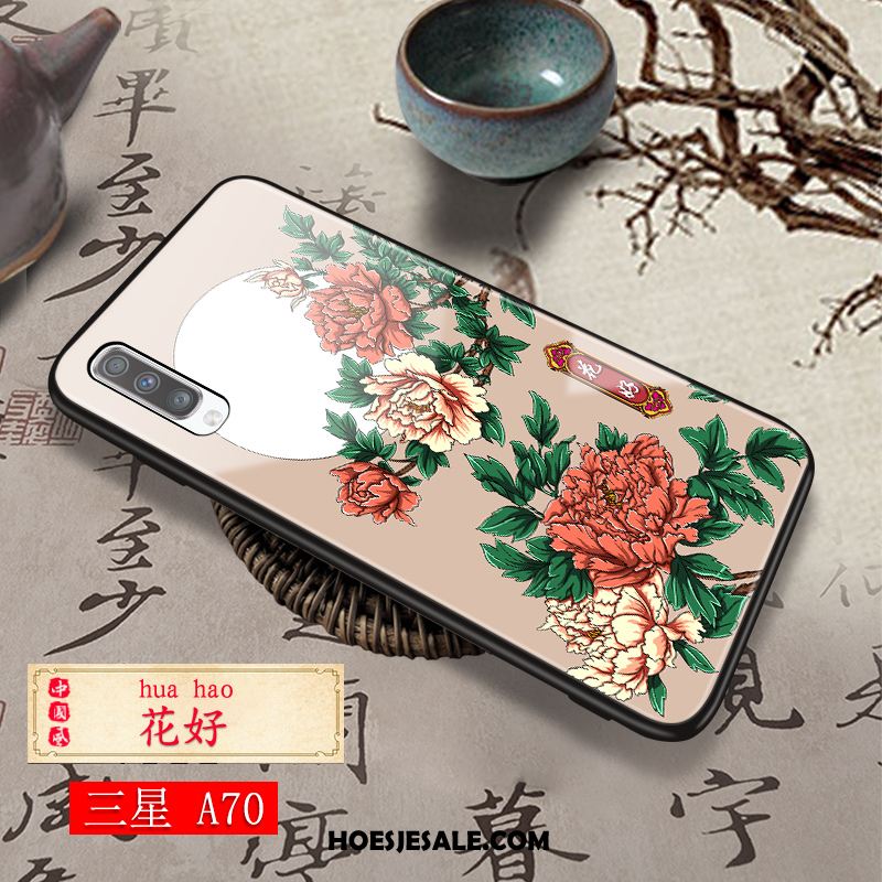 Samsung Galaxy A70 Hoesje Vintage Mobiele Telefoon Blauw Chinese Stijl Eenvoudige Goedkoop