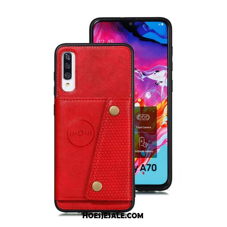 Samsung Galaxy A70s Hoesje Leren Etui Kaart Zacht Blauw Ster Winkel