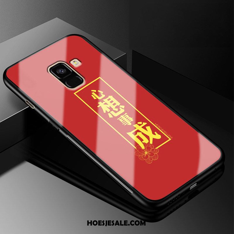 Samsung Galaxy A8 2018 Hoesje Eenvoudige Trend Ster Gehard Glas Mobiele Telefoon Sale