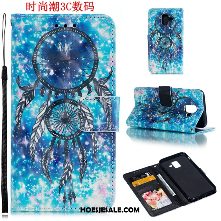 Samsung Galaxy A8 2018 Hoesje Mobiele Telefoon Trend Ster Blauw Folio Goedkoop