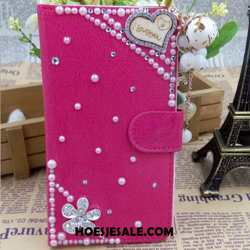 Samsung Galaxy A8 Hoesje Blauw Mobiele Telefoon Leren Etui Met Strass Folio Winkel