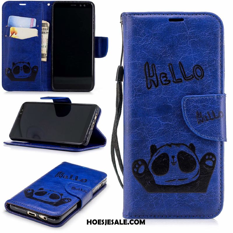 Samsung Galaxy A8 Hoesje Clamshell Blauw Leren Etui Ster Mobiele Telefoon Korting