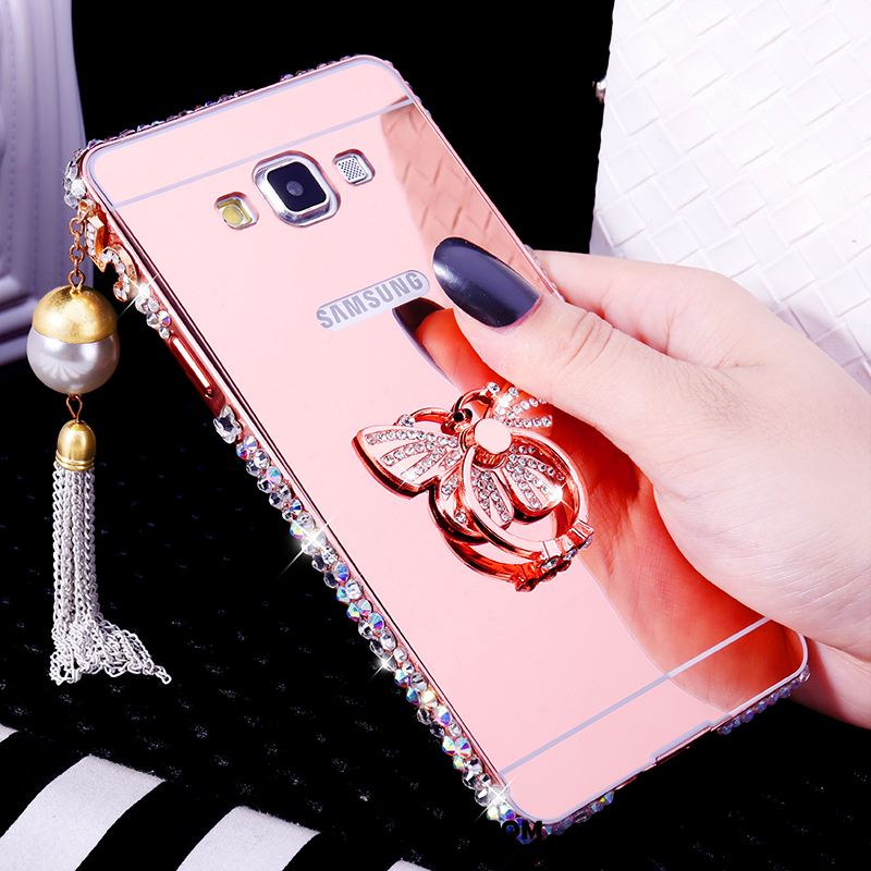 Samsung Galaxy A8 Hoesje Omlijsting Metaal Ondersteuning Rose Goud Hoes Goedkoop