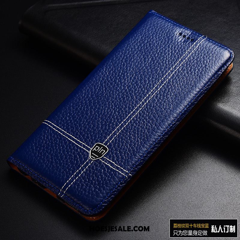 Samsung Galaxy A80 Hoesje Echt Leer Blauw Hoes Lederen Ster Online