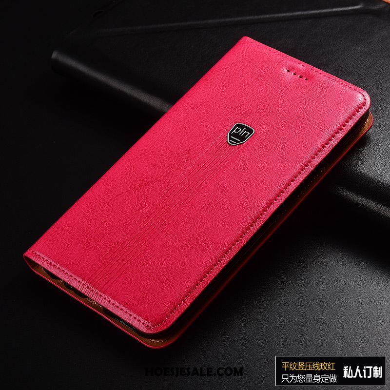 Samsung Galaxy A80 Hoesje Luxe Rood Leren Etui Ster Siliconen