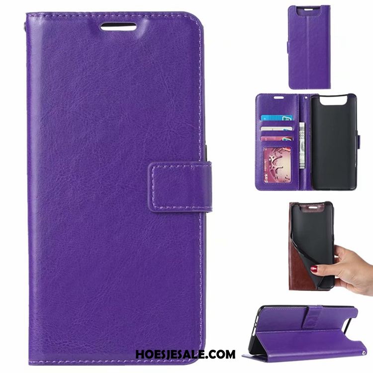 Samsung Galaxy A80 Hoesje Purper Leren Etui Clamshell Ster Mobiele Telefoon Online