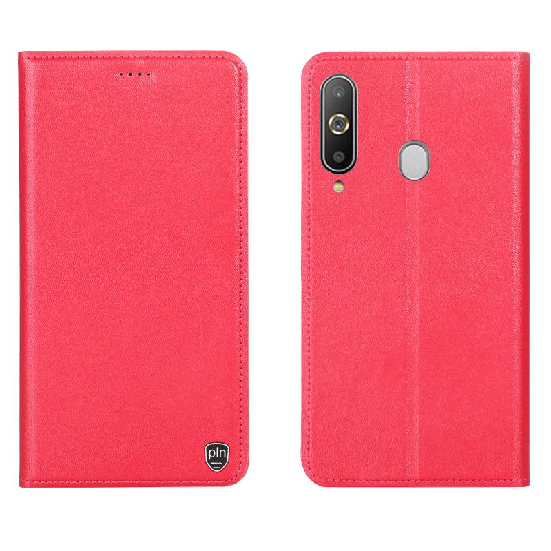 Samsung Galaxy A8s Hoesje Bescherming Geel Ster Leren Etui Patroon Goedkoop