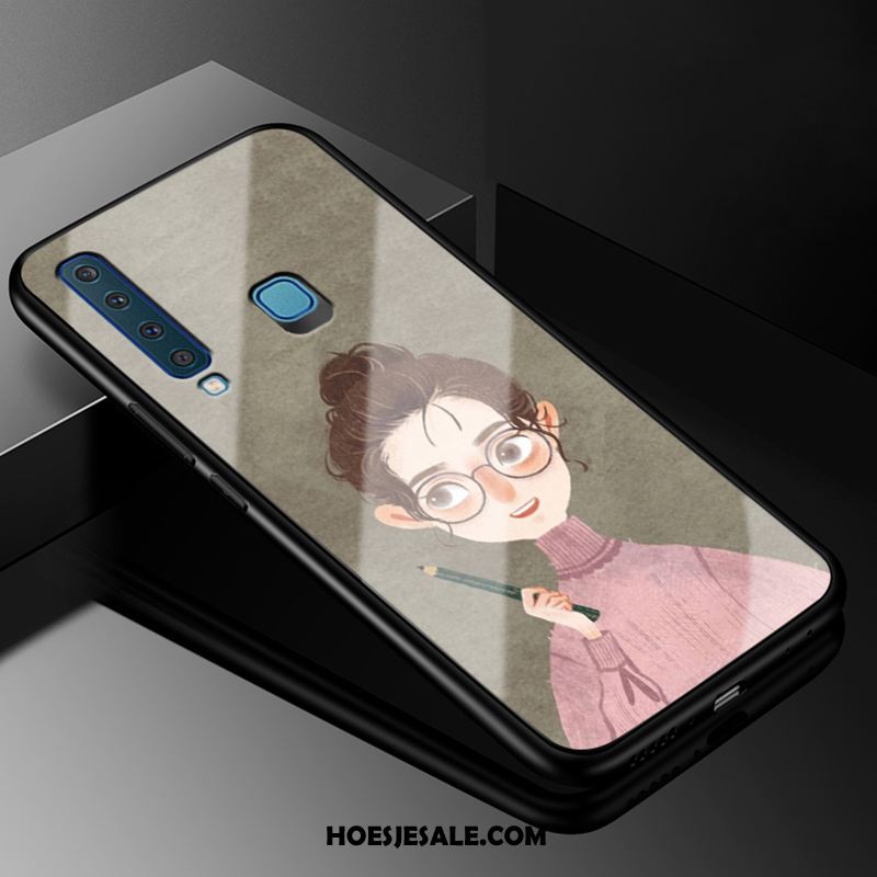 Samsung Galaxy A9 2018 Hoesje Anti-fall Roze Ster Glas Kunst Winkel