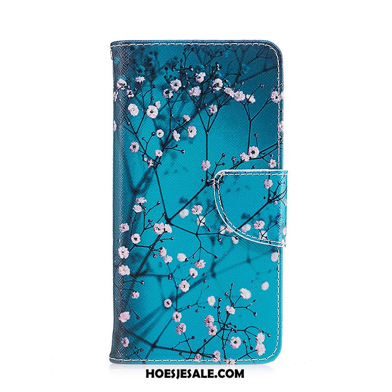 Samsung Galaxy A9 2018 Hoesje Hoes Leren Etui Bescherming Blauw Folio Sale