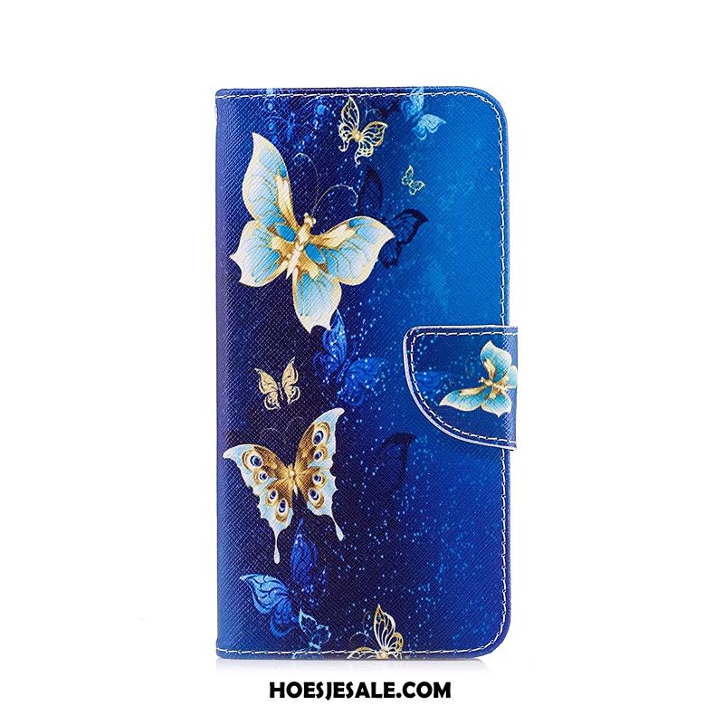 Samsung Galaxy A9 2018 Hoesje Hoes Leren Etui Bescherming Blauw Folio Sale