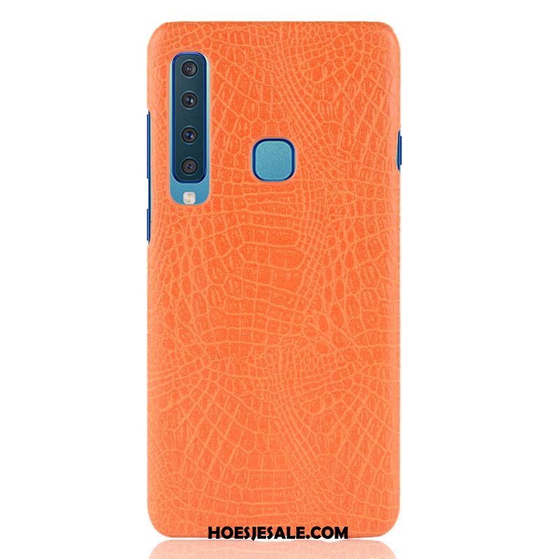 Samsung Galaxy A9 2018 Hoesje Schrobben Blauw Mobiele Telefoon Vintage Krokodillenleer Kopen