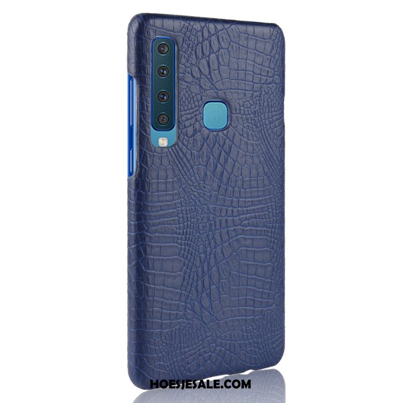 Samsung Galaxy A9 2018 Hoesje Schrobben Blauw Mobiele Telefoon Vintage Krokodillenleer Kopen