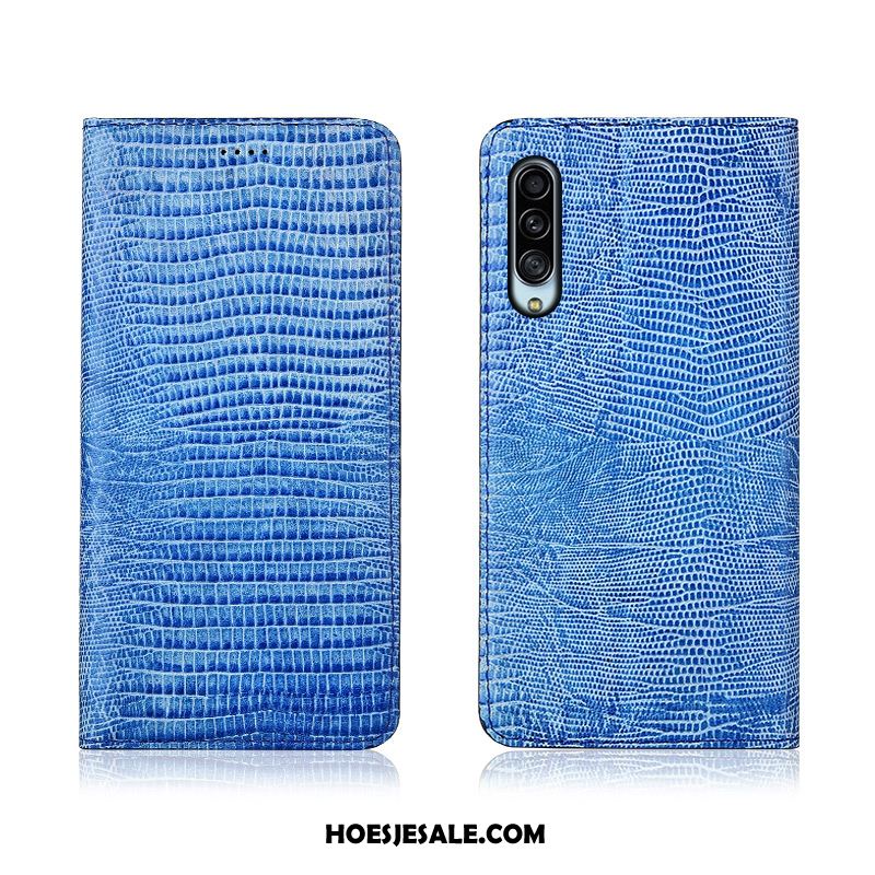 Samsung Galaxy A90 5g Hoesje Blauw Echt Leer Clamshell Nieuw Anti-fall Goedkoop