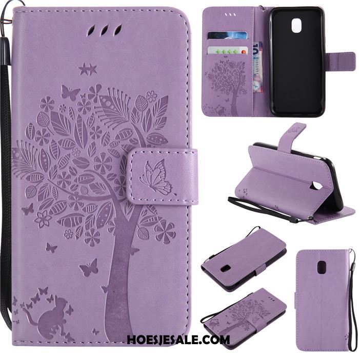 Samsung Galaxy J3 2017 Hoesje Leren Etui Purper Clamshell Mobiele Telefoon Ster Korting