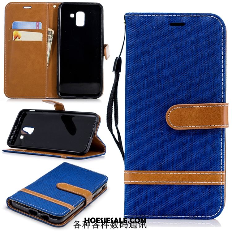 Samsung Galaxy J6 Hoesje Denim Mobiele Telefoon Folio Ster Leren Etui Korting