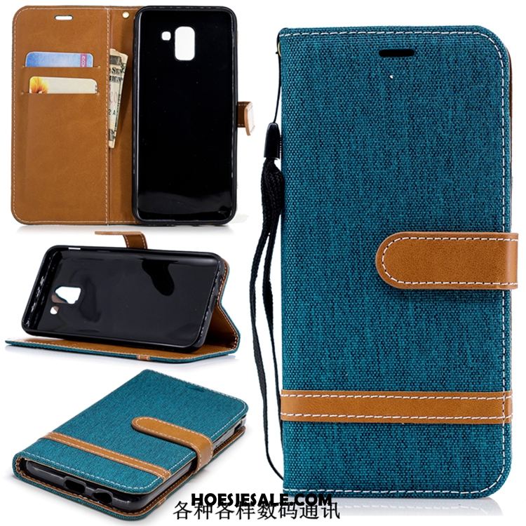 Samsung Galaxy J6 Hoesje Denim Mobiele Telefoon Folio Ster Leren Etui Korting