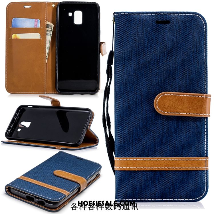 Samsung Galaxy J6 Hoesje Denim Mobiele Telefoon Folio Ster Leren Etui Korting