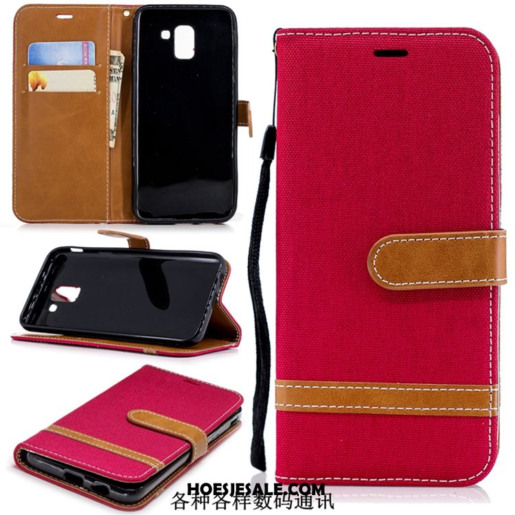 Samsung Galaxy J6 Hoesje Denim Mobiele Telefoon Folio Ster Leren Etui Korting