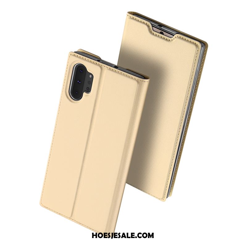 Samsung Galaxy Note 10+ Hoesje Goud Mobiele Telefoon Kaart Folio Leren Etui Goedkoop