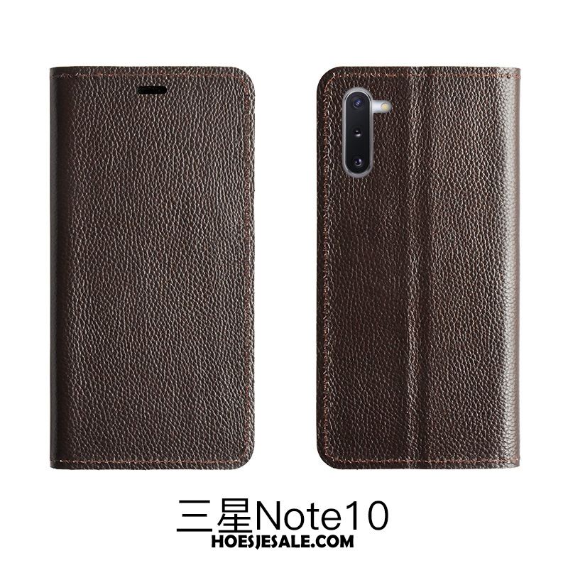 Samsung Galaxy Note 10 Lite Hoesje Patroon Soort Aziatische Vrucht Bescherming Echt Leer Rood Goedkoop