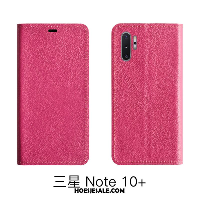 Samsung Galaxy Note 10 Lite Hoesje Patroon Soort Aziatische Vrucht Bescherming Echt Leer Rood Goedkoop