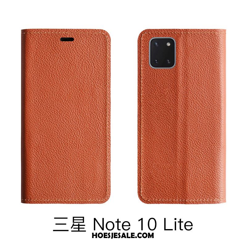 Samsung Galaxy Note 10 Lite Hoesje Patroon Soort Aziatische Vrucht Bescherming Echt Leer Rood Goedkoop