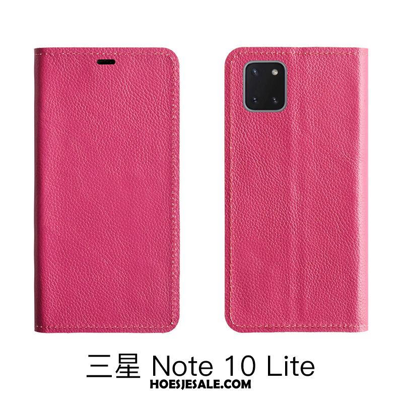 Samsung Galaxy Note 10 Lite Hoesje Patroon Soort Aziatische Vrucht Bescherming Echt Leer Rood Goedkoop