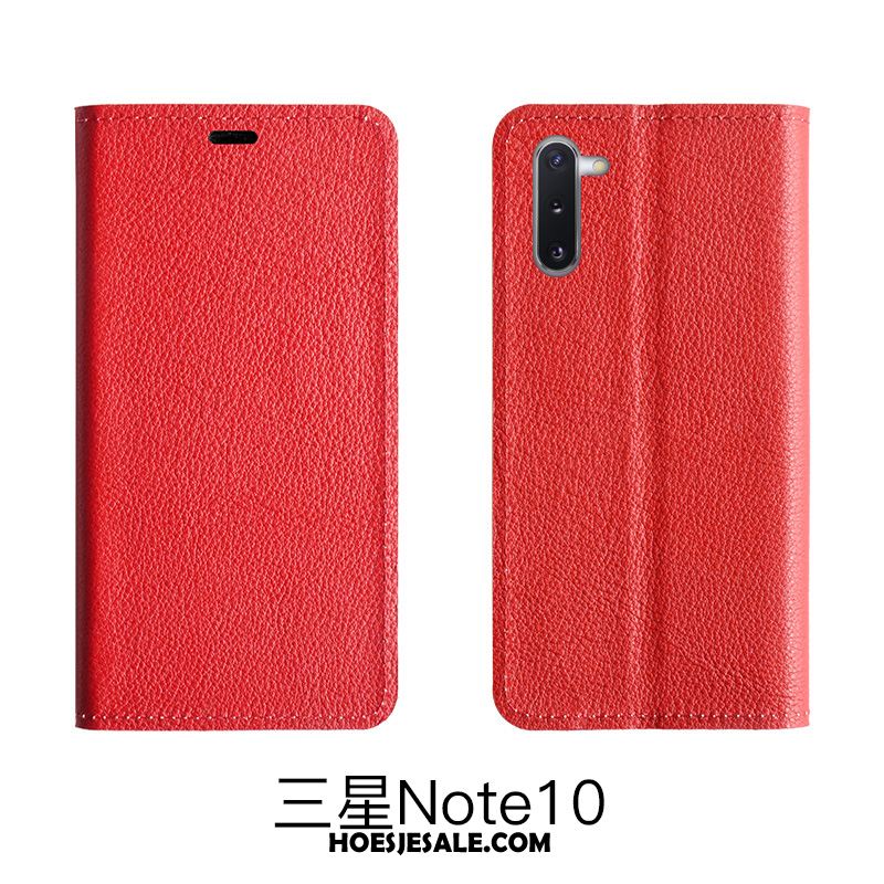 Samsung Galaxy Note 10 Lite Hoesje Patroon Soort Aziatische Vrucht Bescherming Echt Leer Rood Goedkoop